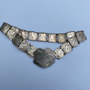 Vintage silver peacock belt with dustbag